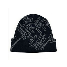 Raw Hide Curved Logo Beanie (Black/White)