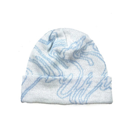 Raw Hide Curved Lines Beanie (White/Blue)