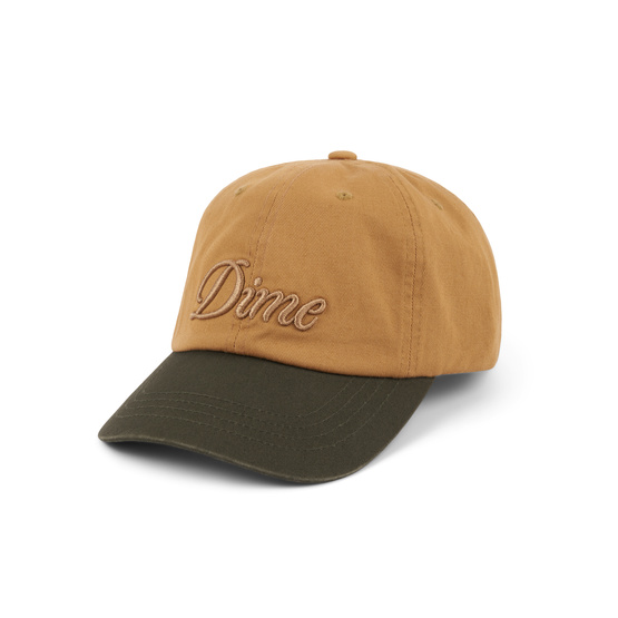 Dime Cursive Low pro cap wheat green