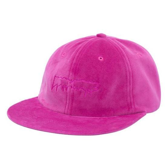hat Fucking Awesome Outline Drip Unstructured Velvet Strap Back Pink